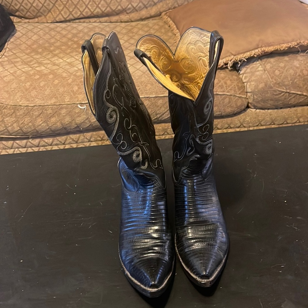Ammons black lizard boots